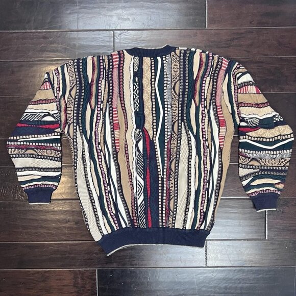 North Wales Mens Sweater L Coogi Cosby Style Multicolor 3D Cotton Hong Kong 90s - Picture 2 of 9